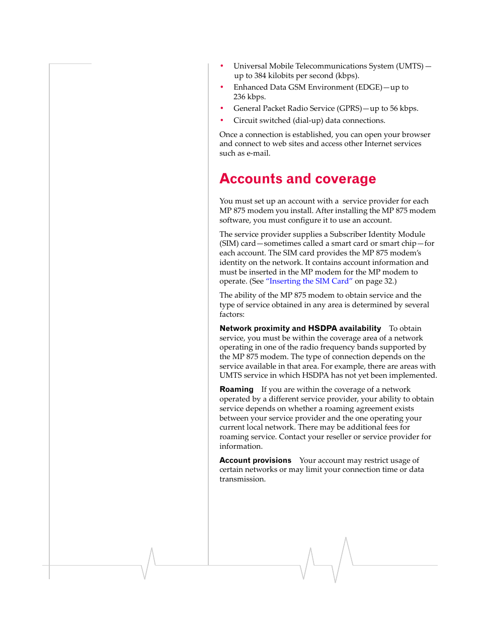 Accounts and coverage, Accounts and, Coverage | Sierra Wireless MP 875 User Manual | Page 13 / 68