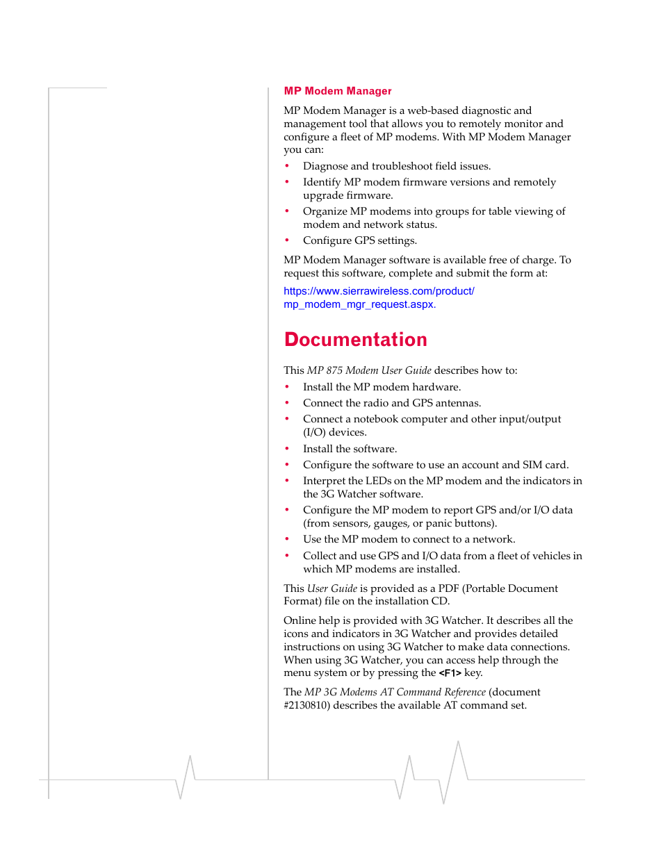 Documentation | Sierra Wireless MP 875 User Manual | Page 16 / 68