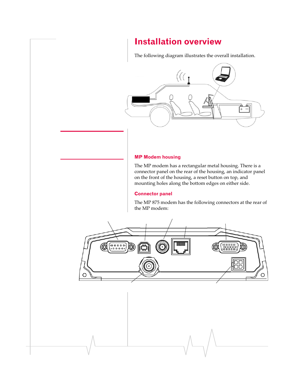 Installation overview, Installation, Overview | Sierra Wireless MP 875 User Manual | Page 21 / 68