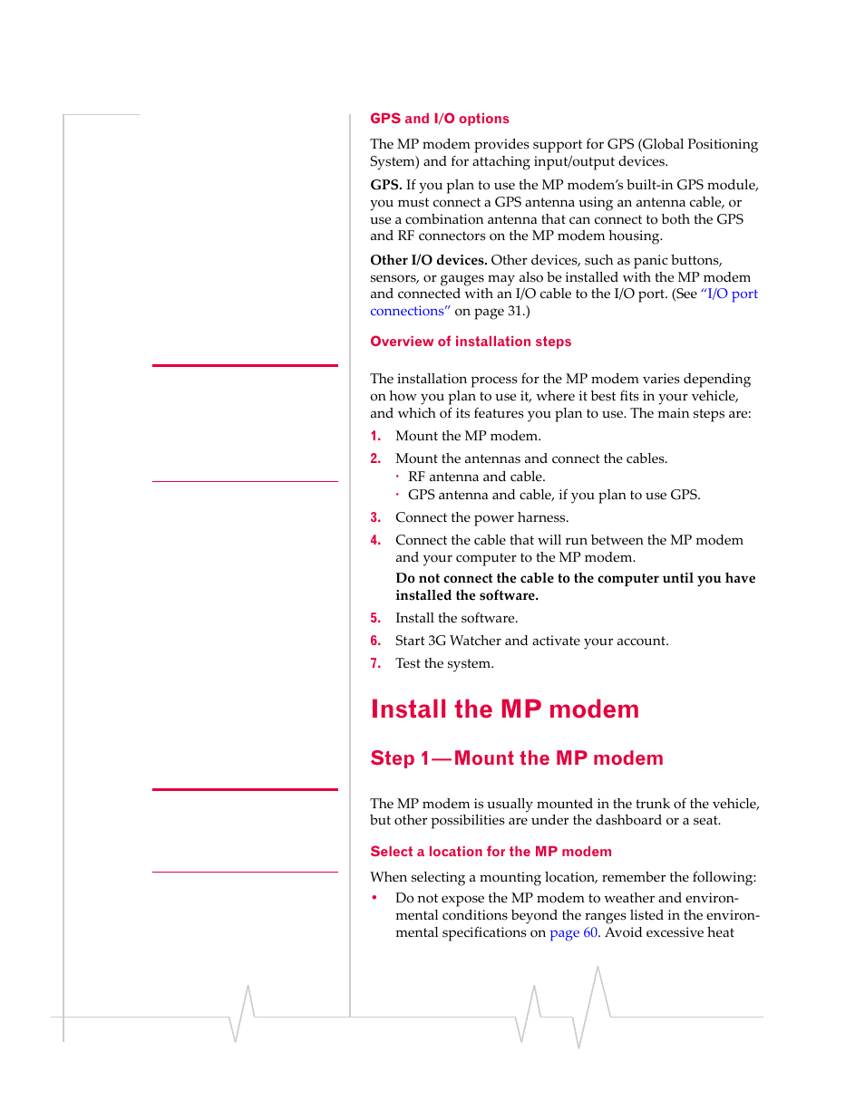 Install the mp modem, Step 1—mount the mp modem, Step 1—mount the mp modem | Sierra Wireless MP 875 User Manual | Page 22 / 68