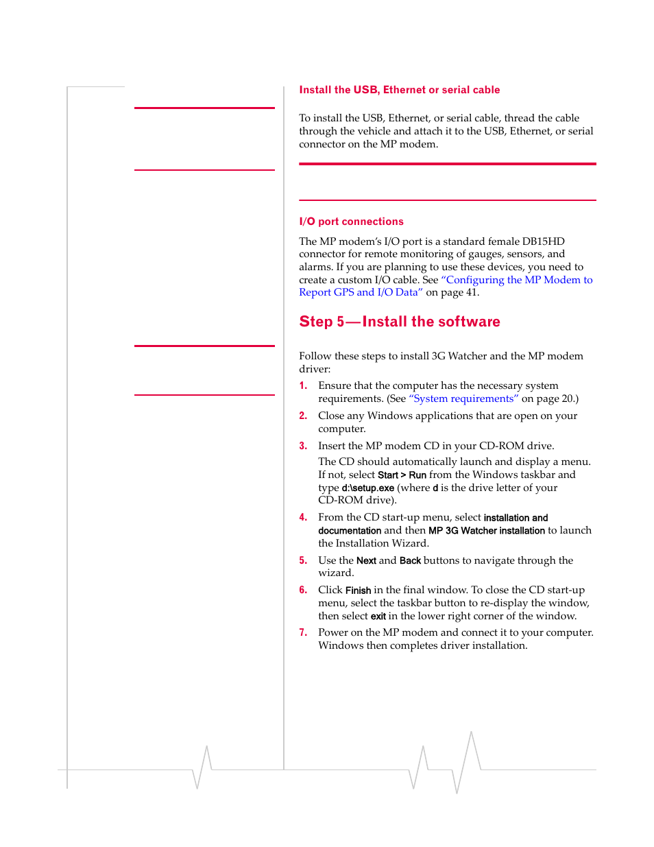 Step 5—install the software, Step 5—install the software, Step 5—install | The software, I/o port, Connections | Sierra Wireless MP 875 User Manual | Page 31 / 68