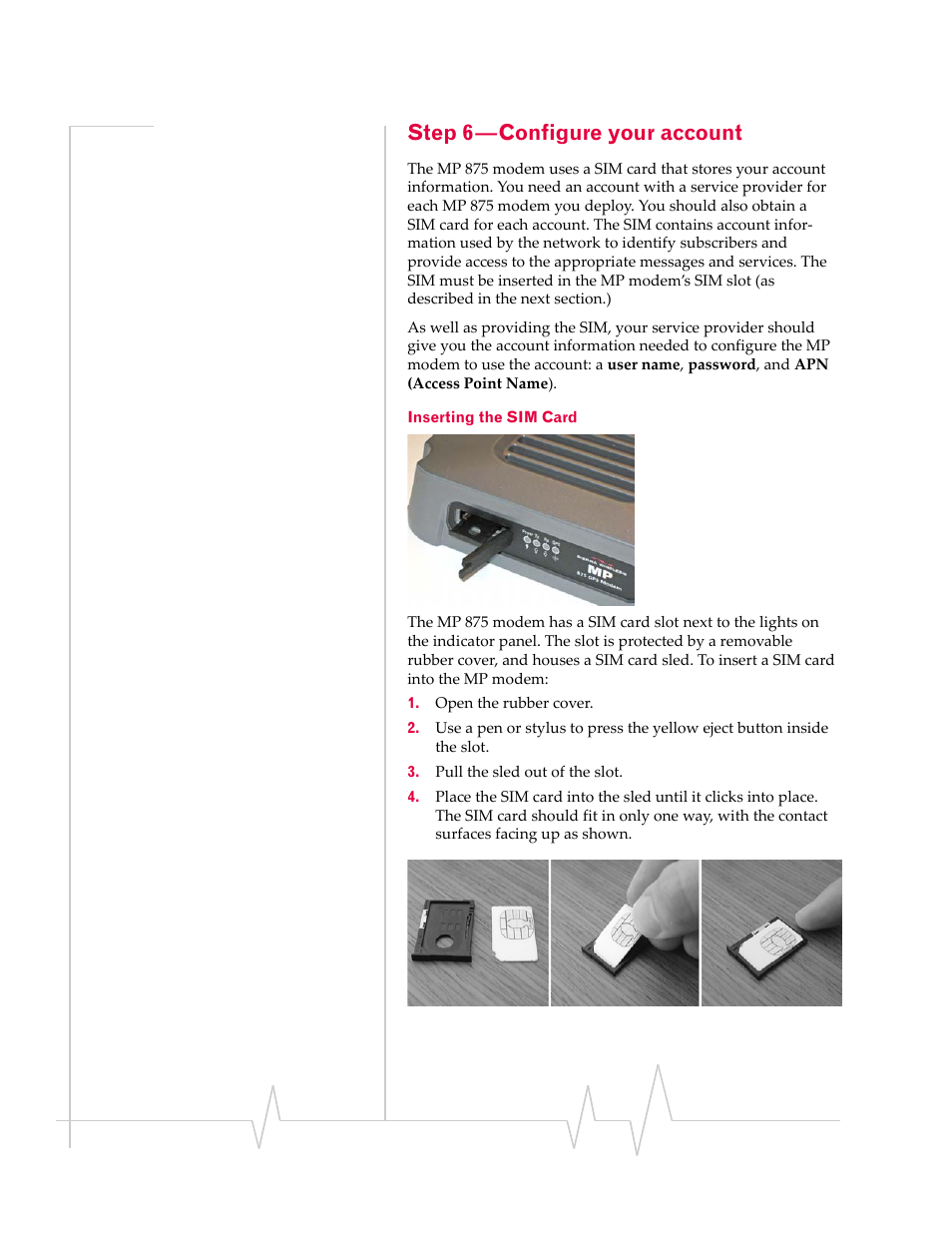 Step 6—configure your account, Step 6—configure your account | Sierra Wireless MP 875 User Manual | Page 32 / 68