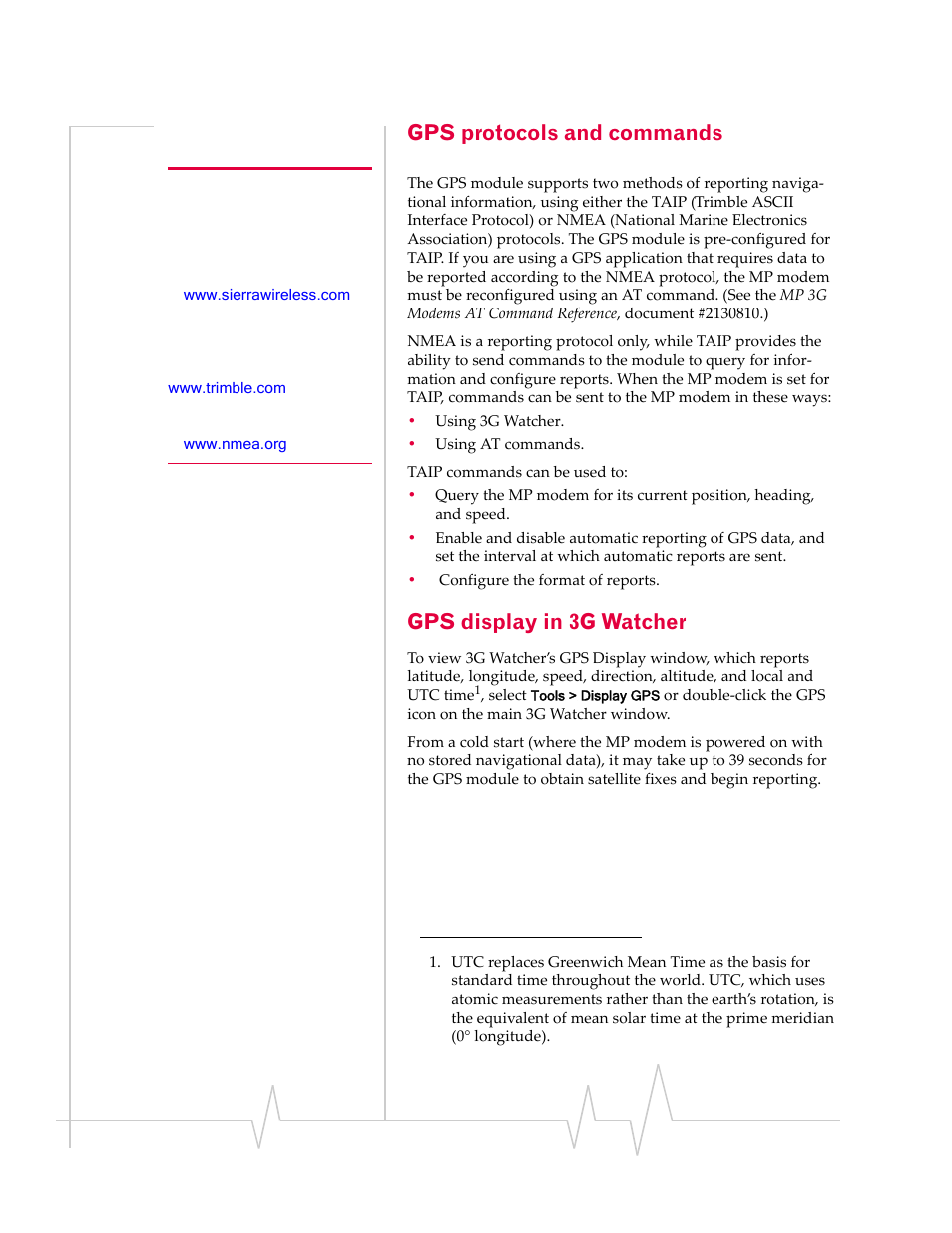 Gps protocols and commands, Gps display in 3g watcher | Sierra Wireless MP 875 User Manual | Page 42 / 68