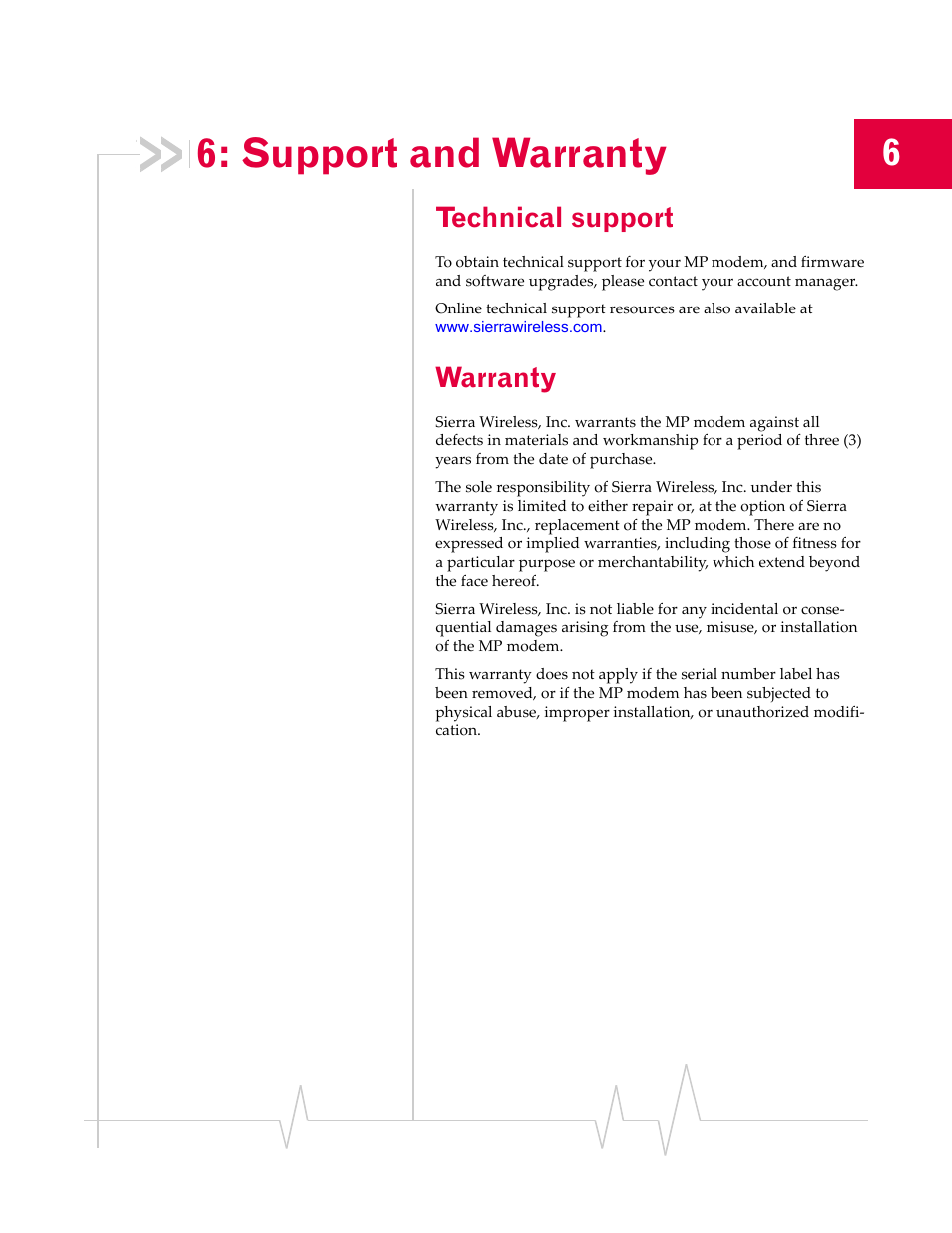 Support and warranty, Technical support, Warranty | Sierra Wireless MP 875 User Manual | Page 57 / 68