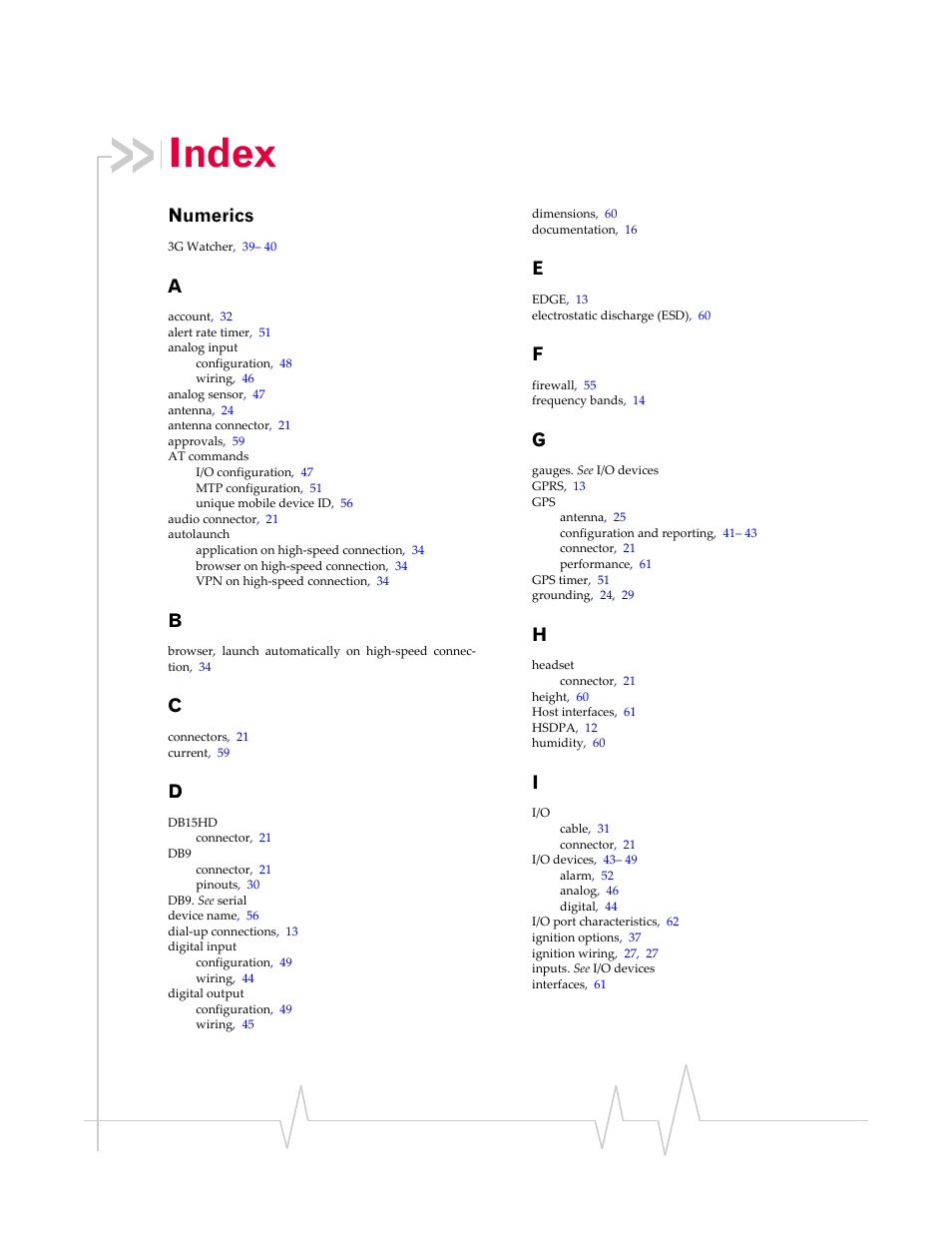 Numerics, Index | Sierra Wireless MP 875 User Manual | Page 65 / 68