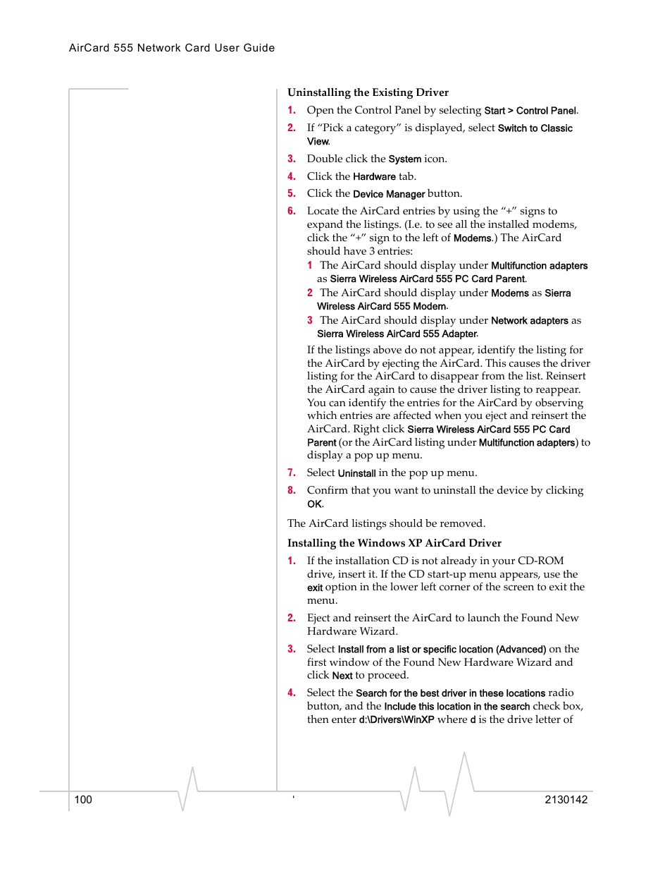 Sierra Wireless AirCard 555 User Manual | Page 100 / 192