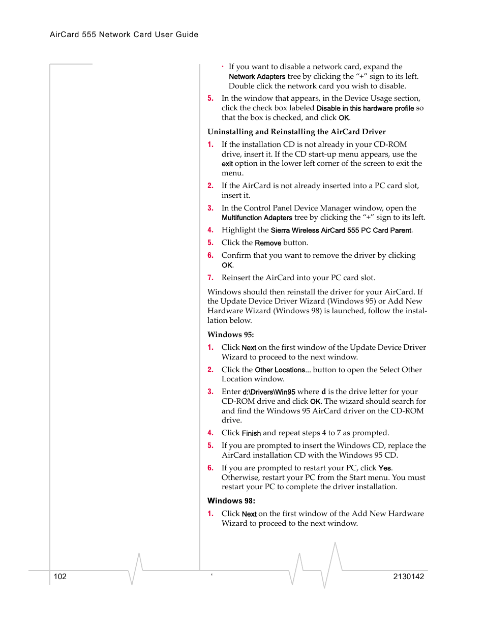 Sierra Wireless AirCard 555 User Manual | Page 102 / 192