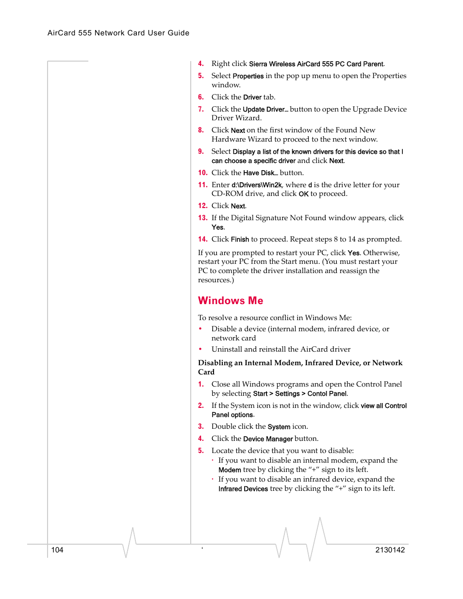 Windows me | Sierra Wireless AirCard 555 User Manual | Page 104 / 192