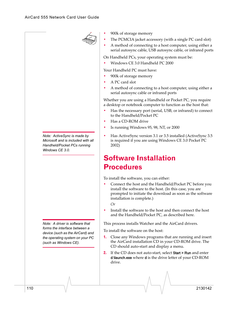 Software installation procedures | Sierra Wireless AirCard 555 User Manual | Page 112 / 192