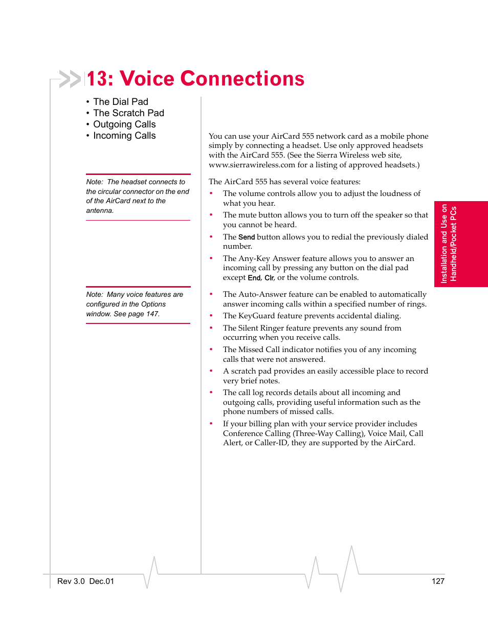 Voice connections | Sierra Wireless AirCard 555 User Manual | Page 129 / 192