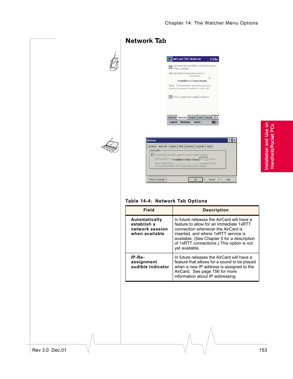 Network tab | Sierra Wireless AirCard 555 User Manual | Page 155 / 192