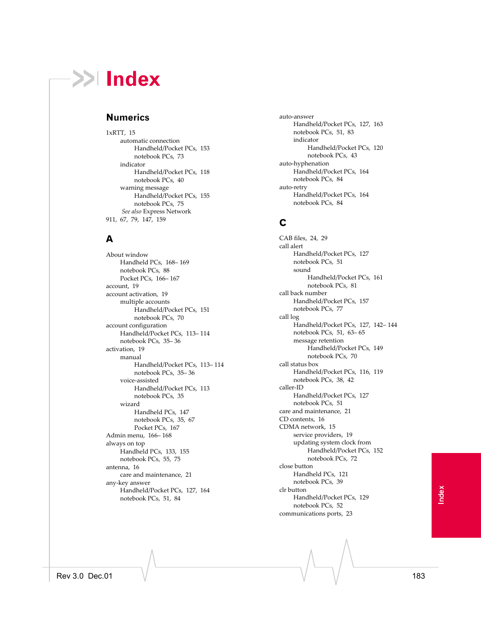 Index, Numerics | Sierra Wireless AirCard 555 User Manual | Page 185 / 192