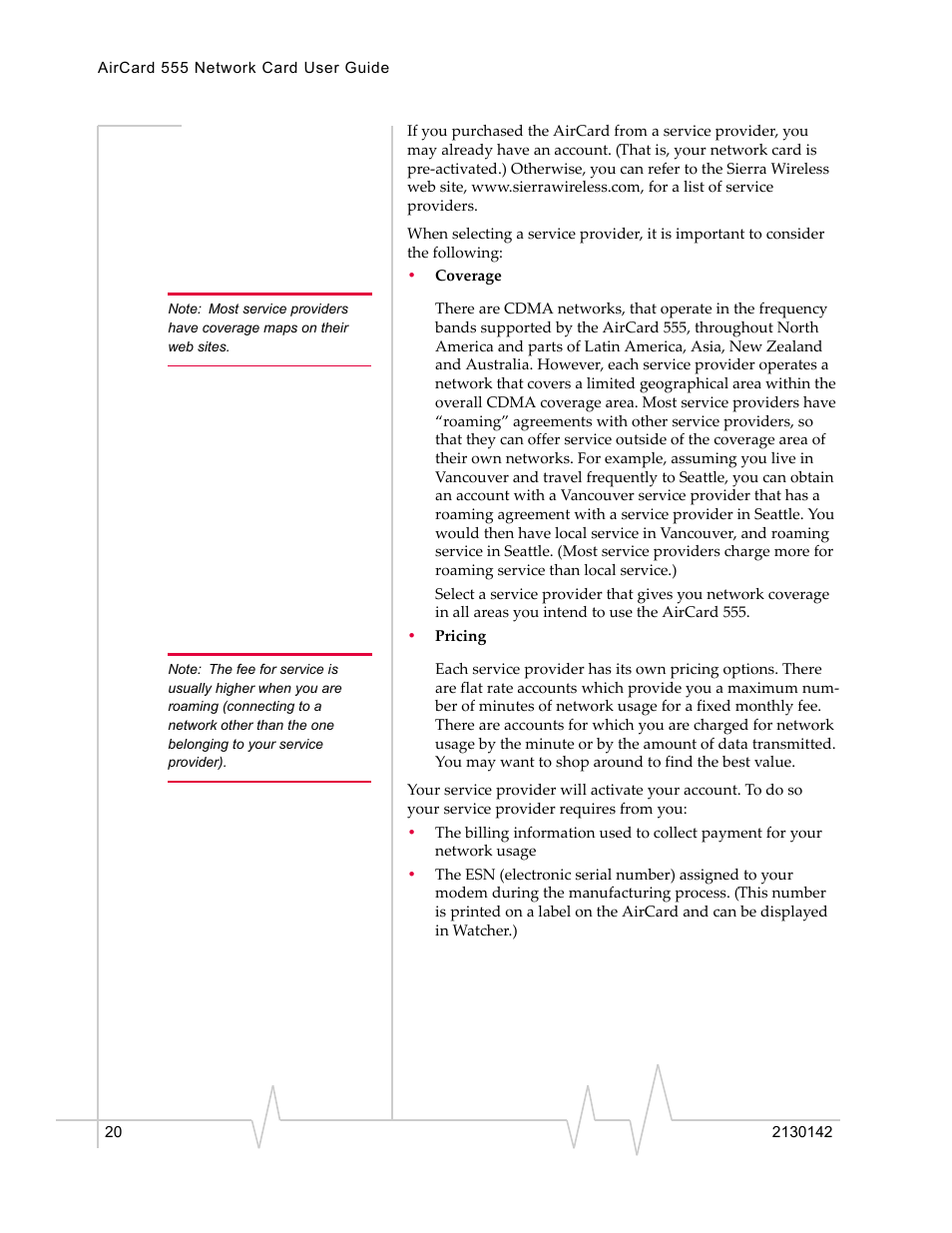 Sierra Wireless AirCard 555 User Manual | Page 20 / 192