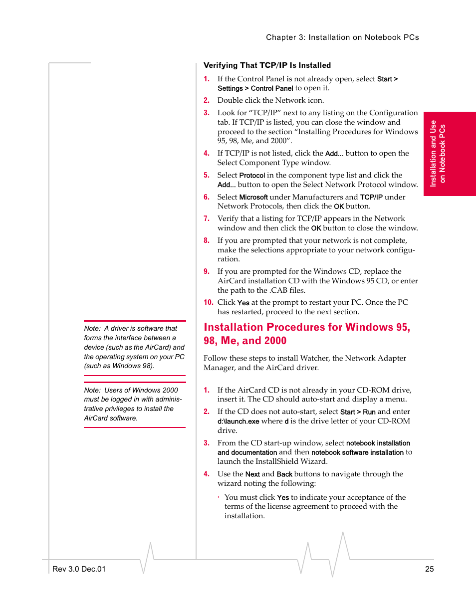 Verifying that tcp/ip is installed | Sierra Wireless AirCard 555 User Manual | Page 25 / 192