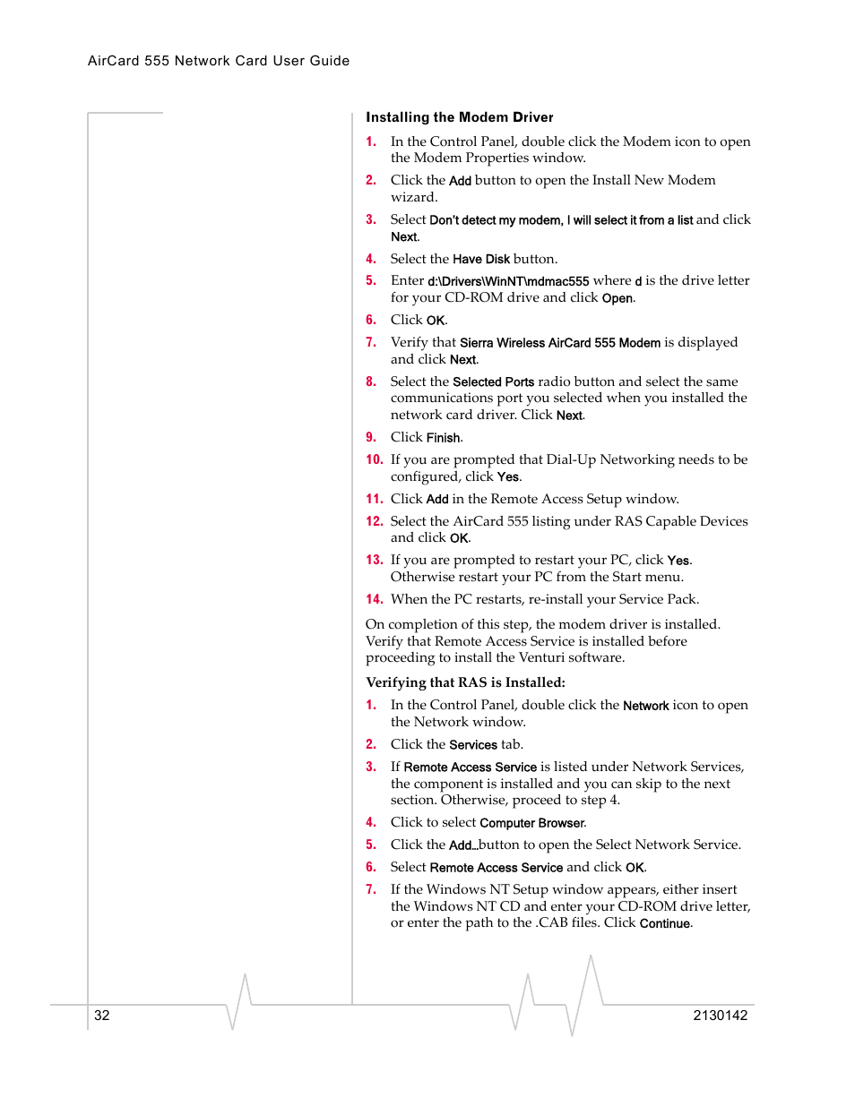 Installing the modem driver | Sierra Wireless AirCard 555 User Manual | Page 32 / 192