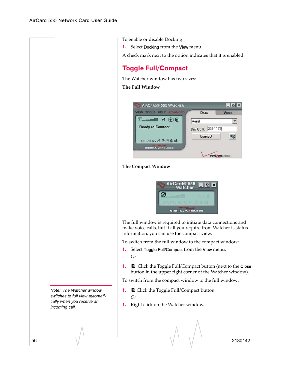 Toggle full/compact | Sierra Wireless AirCard 555 User Manual | Page 56 / 192