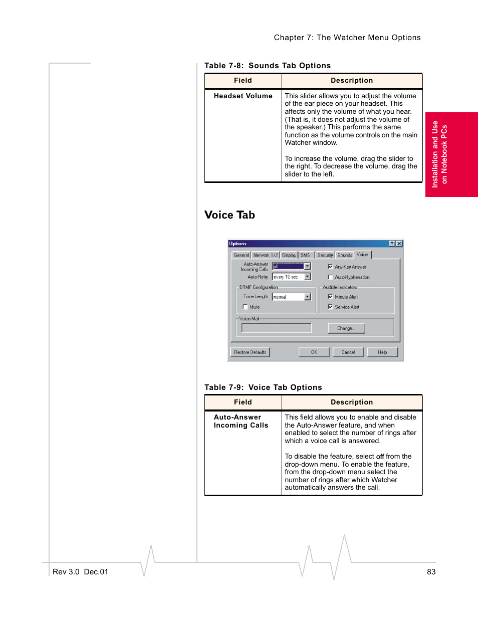 Voice tab | Sierra Wireless AirCard 555 User Manual | Page 83 / 192