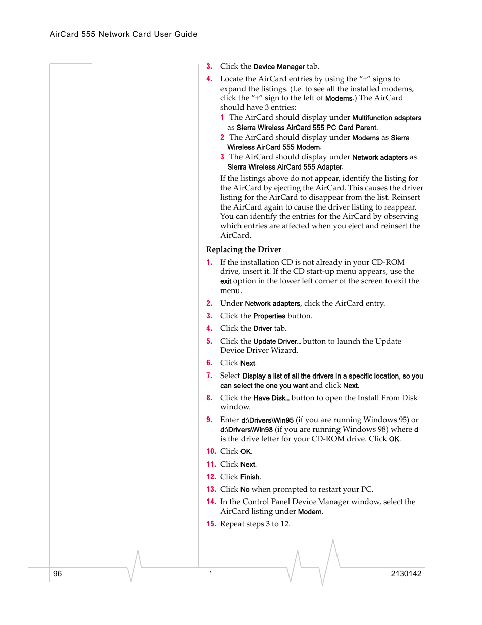 Sierra Wireless AirCard 555 User Manual | Page 96 / 192