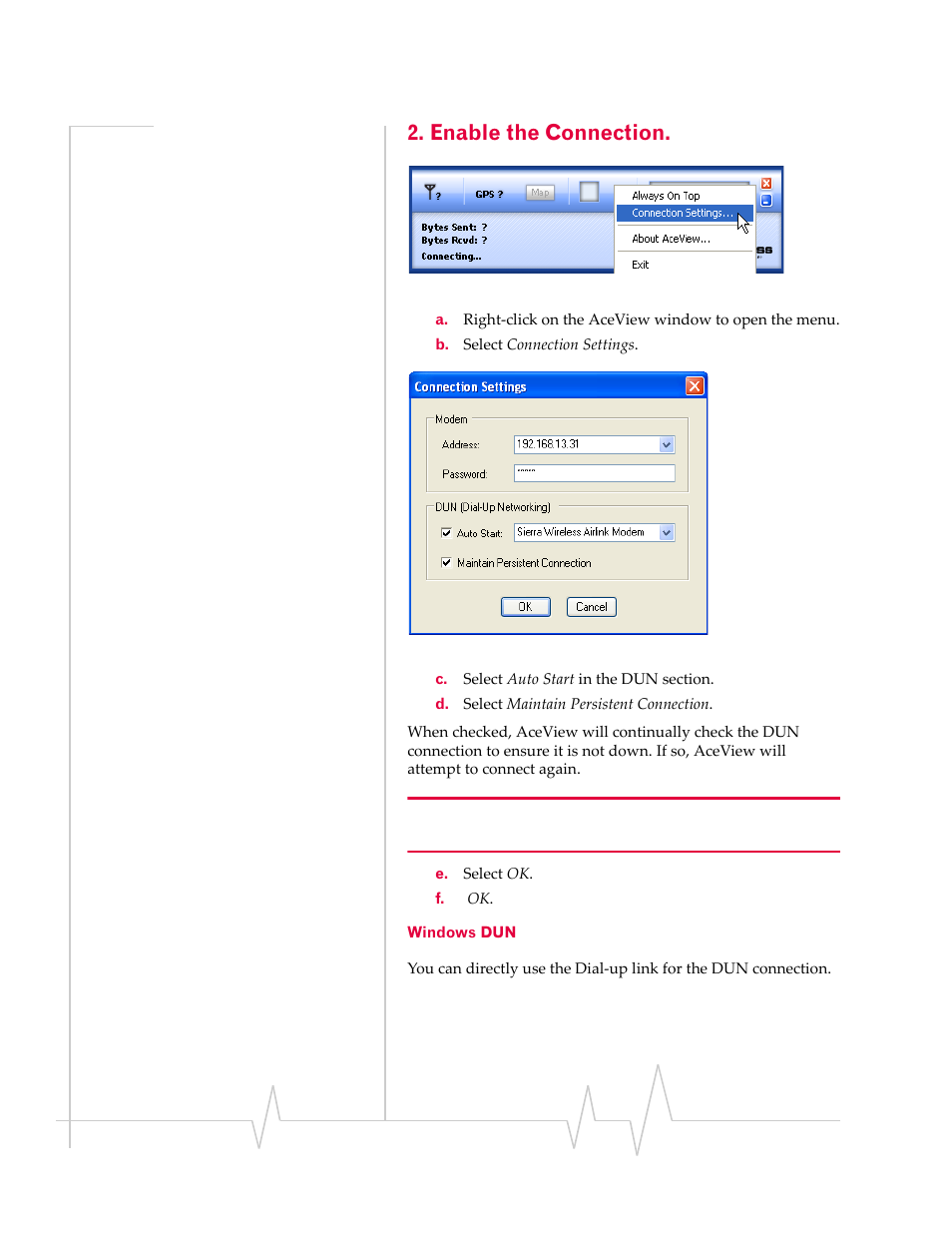 Enable the connection | Sierra Wireless RAVEN IDEN 20070914 User Manual | Page 29 / 36