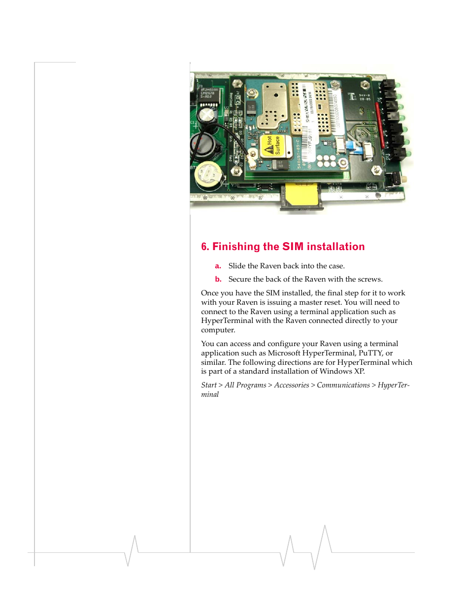 Finishing the sim installation | Sierra Wireless RAVEN IDEN 20070914 User Manual | Page 5 / 36