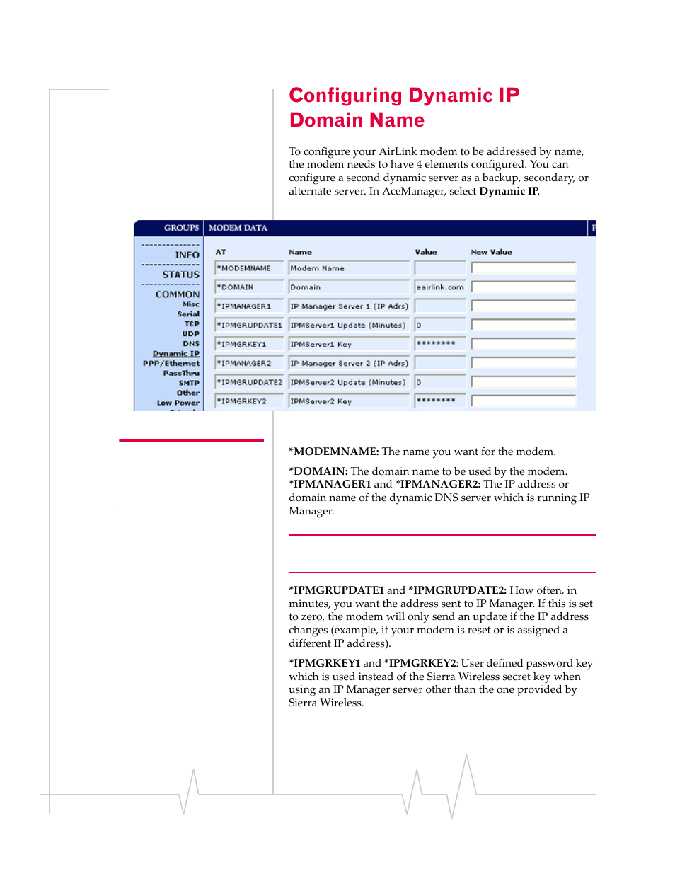 Configuring dynamic ip domain name | Sierra Wireless 2170042 User Manual | Page 7 / 16