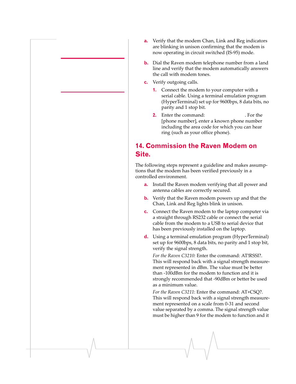 Commission the raven modem on site | Sierra Wireless RAVEN 20070914 User Manual | Page 150 / 171