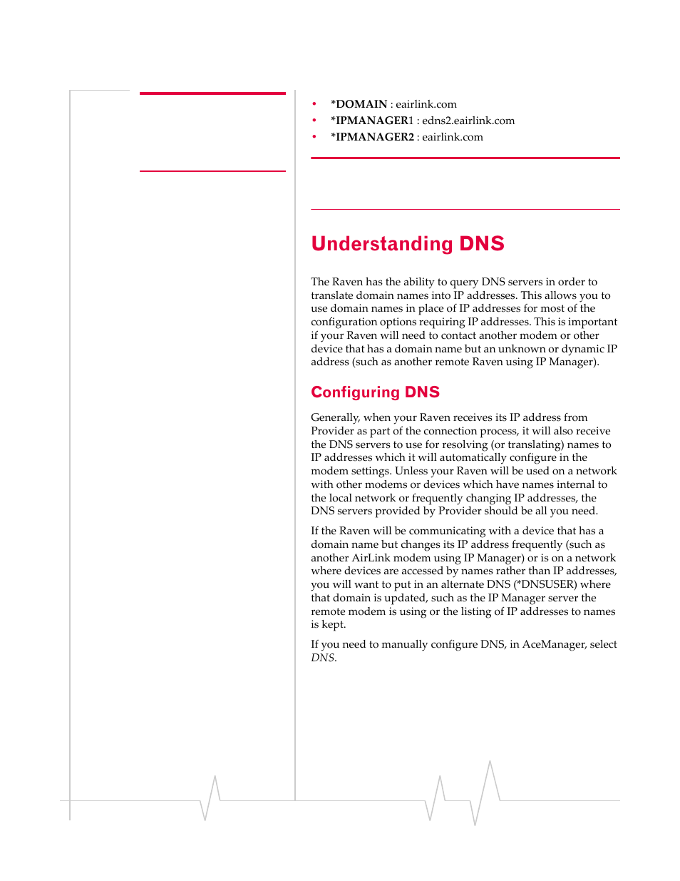 Understanding dns, Configuring dns | Sierra Wireless RAVEN 20070914 User Manual | Page 75 / 171