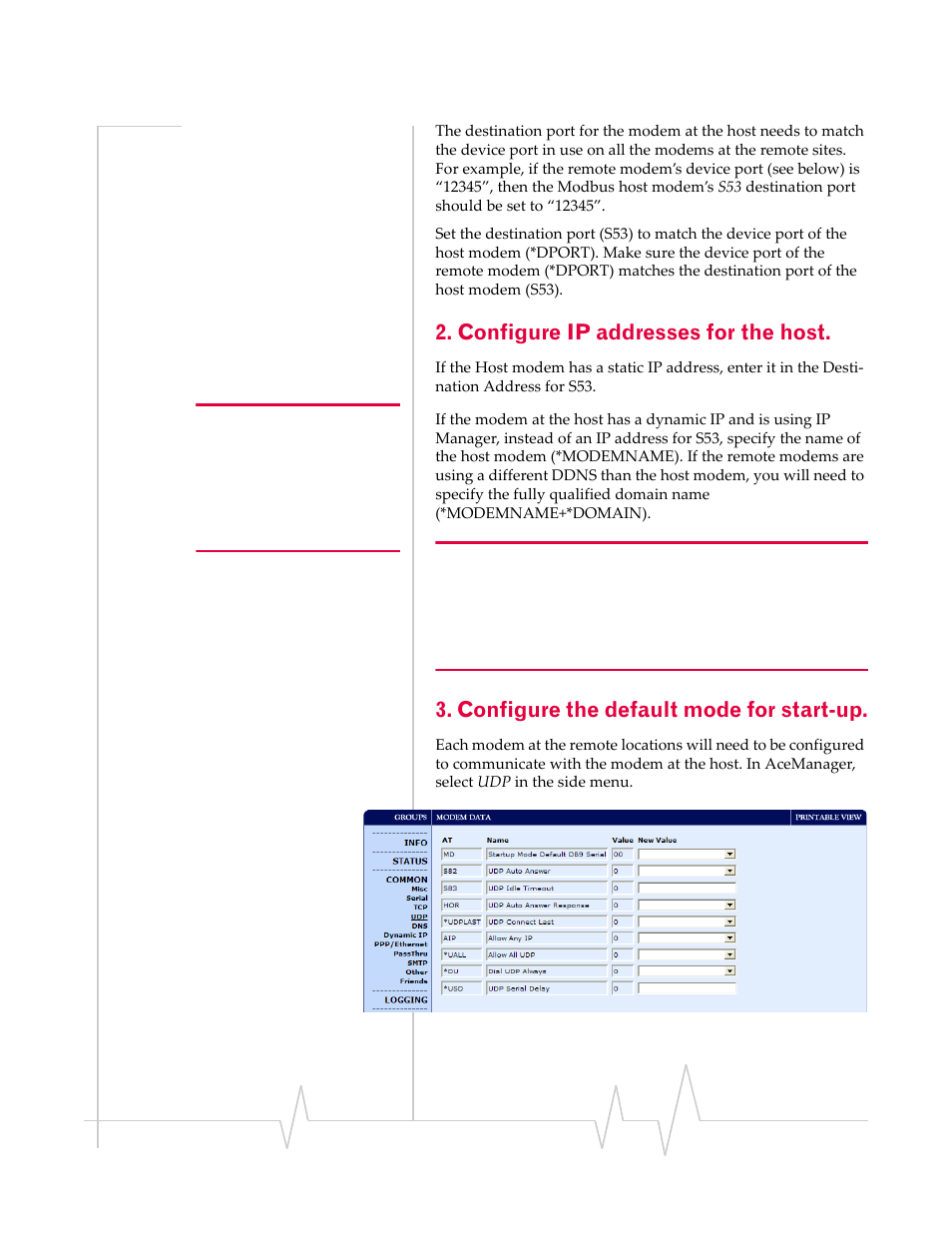 Configure ip addresses for the host, Configure the default mode for start-up | Sierra Wireless RAVEN 20070914 User Manual | Page 83 / 171