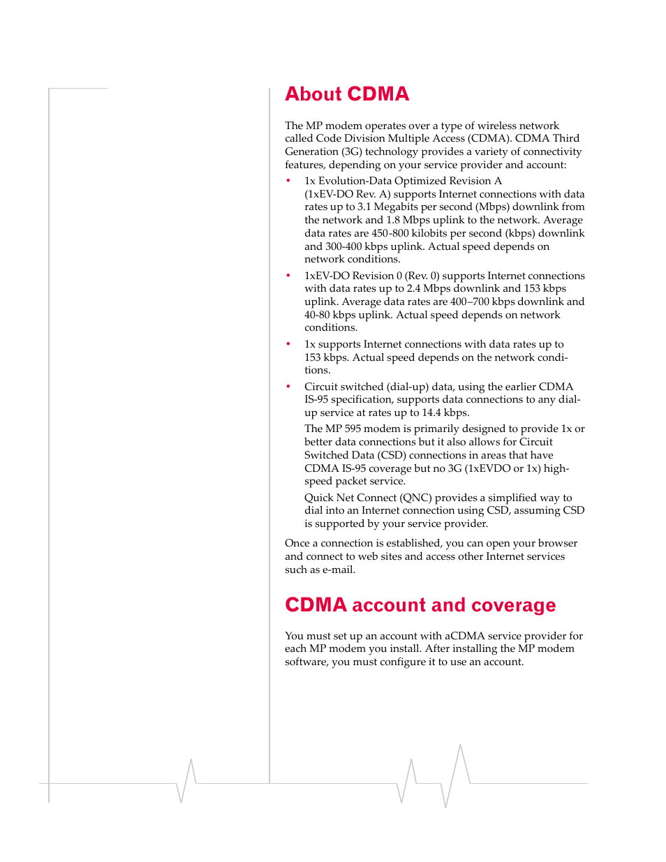 About cdma, Cdma account and coverage, Cdma account and | Coverage | Sierra Wireless AIRLINK MP595W User Manual | Page 14 / 86