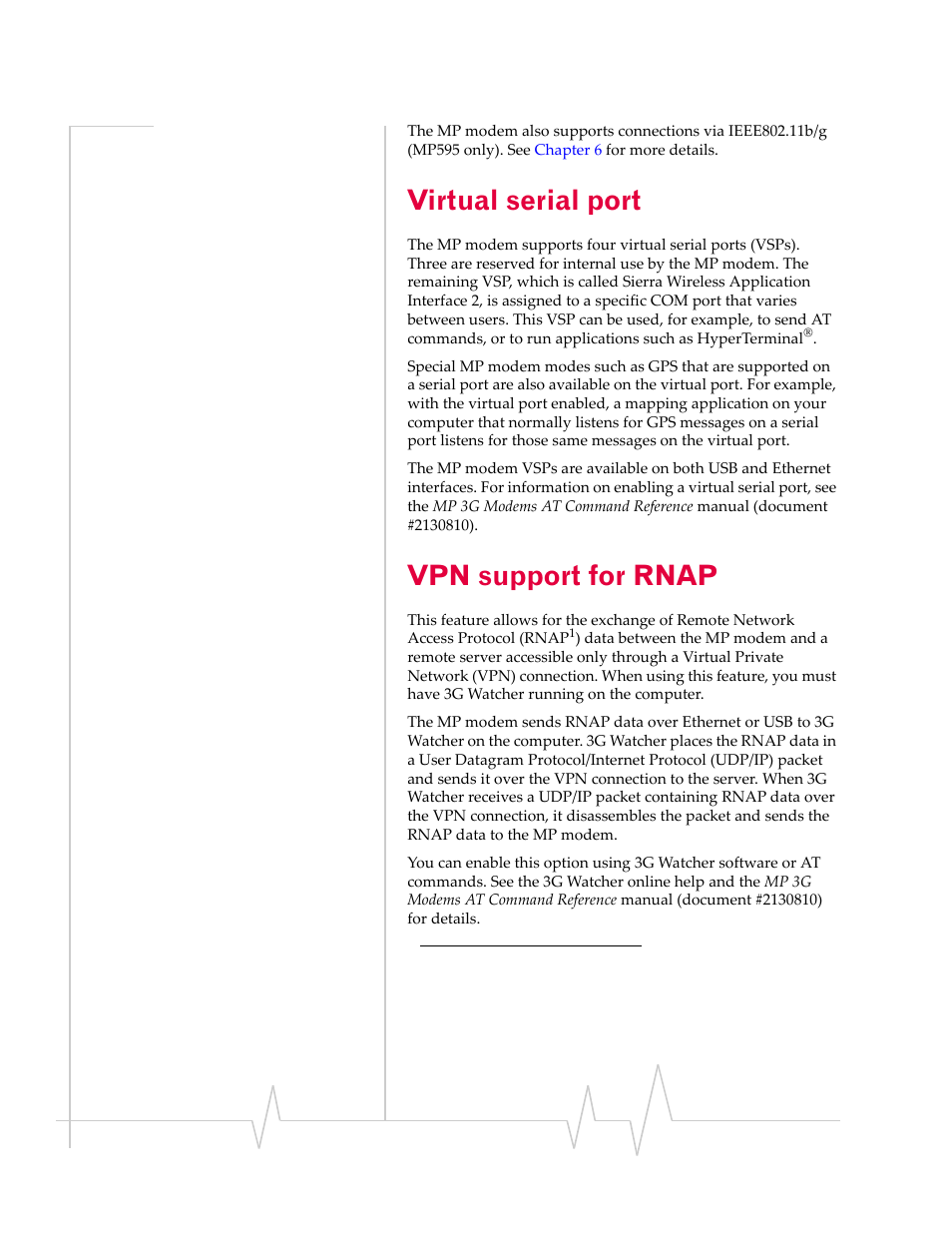 Virtual serial port, Vpn support for rnap | Sierra Wireless AIRLINK MP595W User Manual | Page 16 / 86