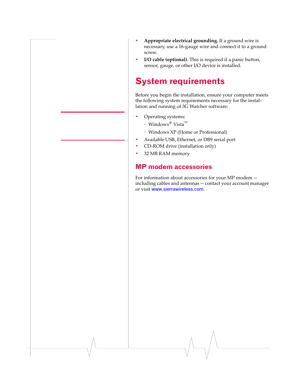 System requirements, Mp modem accessories | Sierra Wireless AIRLINK MP595W User Manual | Page 23 / 86