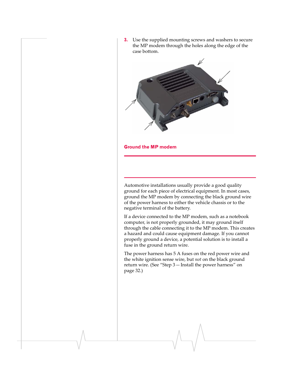 Ground the mp modem | Sierra Wireless AIRLINK MP595W User Manual | Page 28 / 86