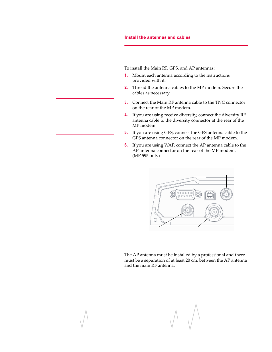 Install the antennas and cables | Sierra Wireless AIRLINK MP595W User Manual | Page 31 / 86