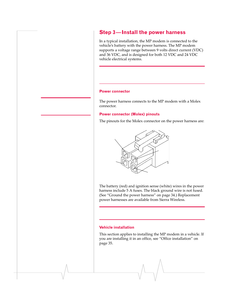 Step 3 — install the power harness | Sierra Wireless AIRLINK MP595W User Manual | Page 32 / 86