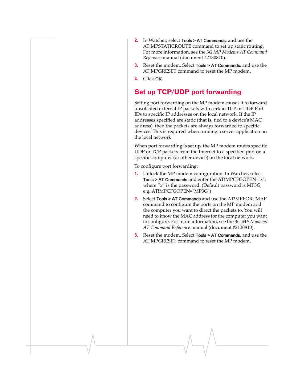 Set up tcp/udp port forwarding | Sierra Wireless AIRLINK MP595W User Manual | Page 47 / 86