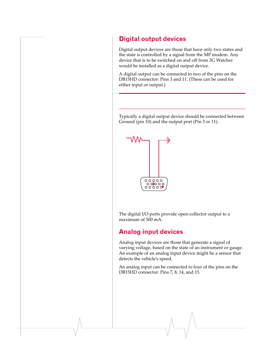 Digital output devices, Analog input devices | Sierra Wireless AIRLINK MP595W User Manual | Page 60 / 86