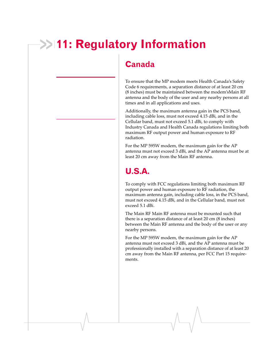 Regulatory information, Canada, U.s.a | Sierra Wireless AIRLINK MP595W User Manual | Page 79 / 86