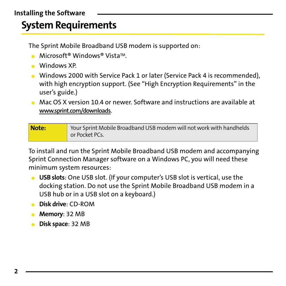 System requirements, Installing the software | Sierra Wireless 595U User Manual | Page 10 / 36