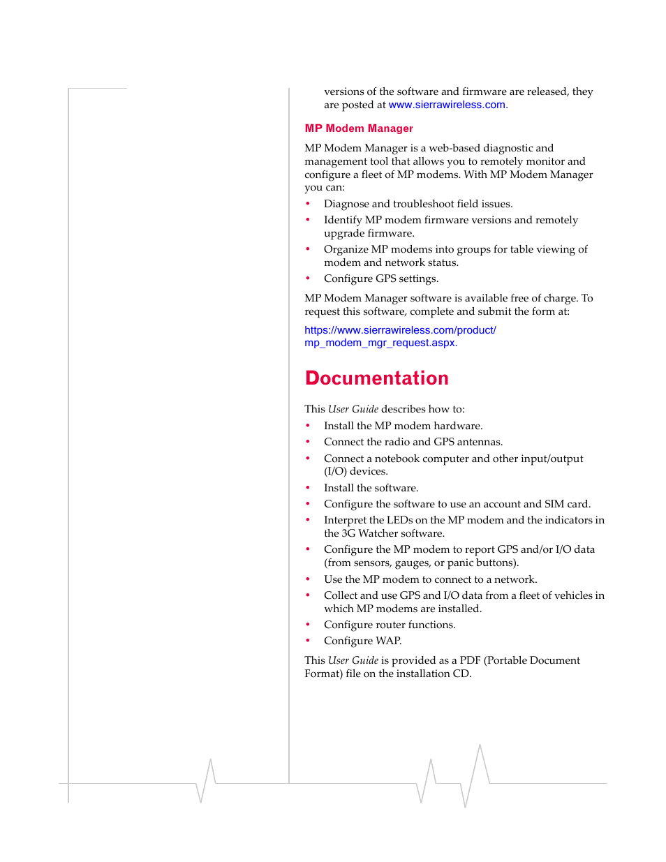 Documentation, Mp modem manager | Sierra Wireless MP 875 User Manual | Page 17 / 84