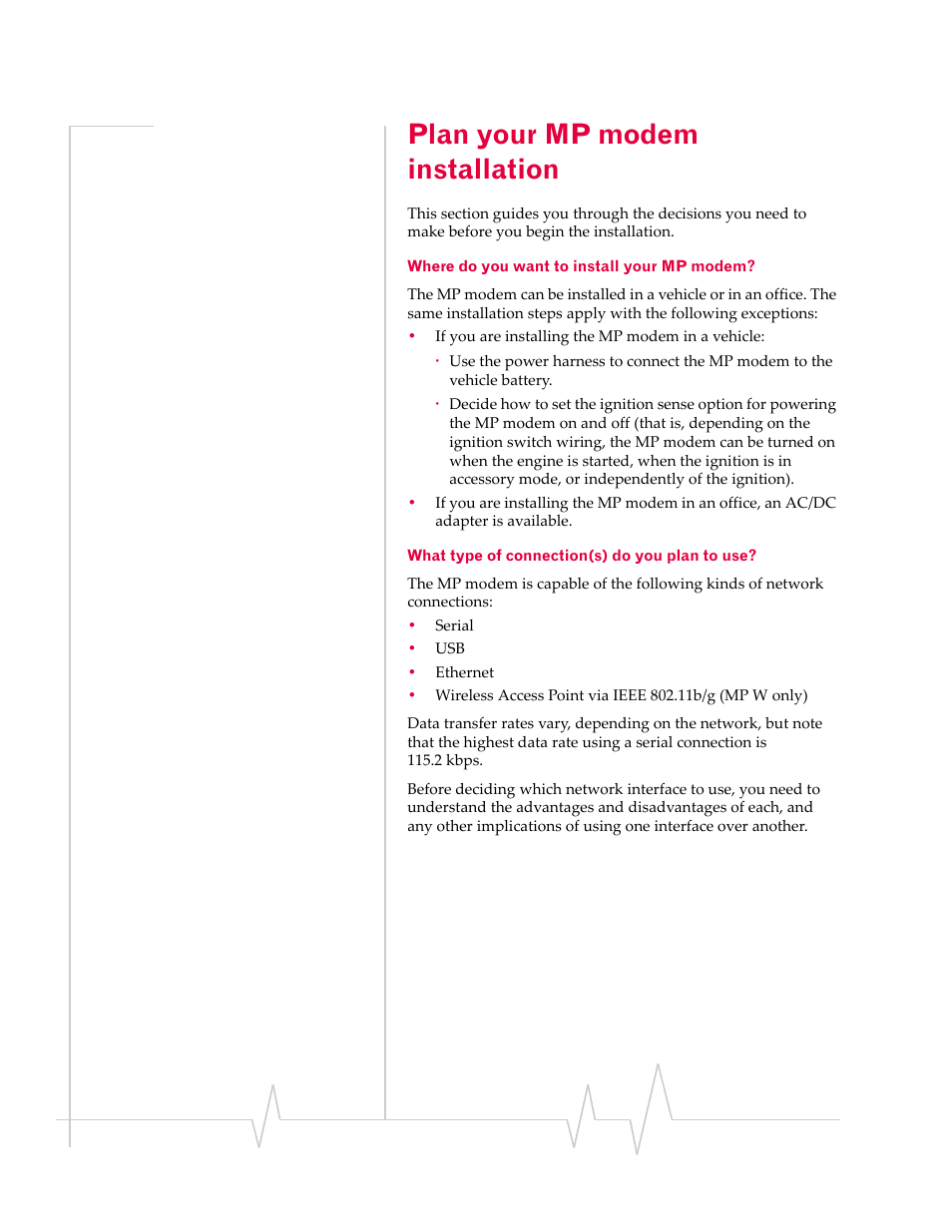 Plan your mp modem installation, Plan your mp modem, Installation | Sierra Wireless MP 875 User Manual | Page 20 / 84