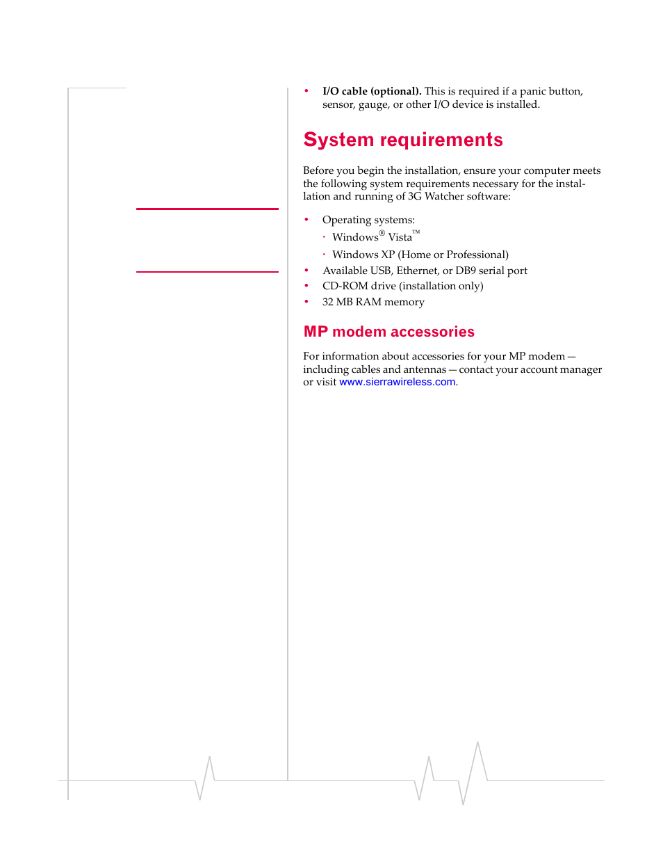 System requirements, Mp modem accessories | Sierra Wireless MP 875 User Manual | Page 23 / 84