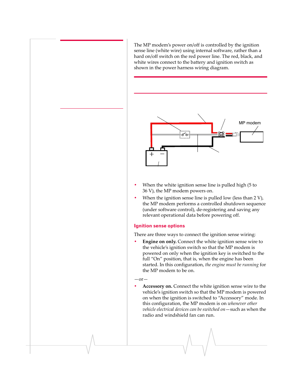 Ignition sense options | Sierra Wireless MP 875 User Manual | Page 33 / 84