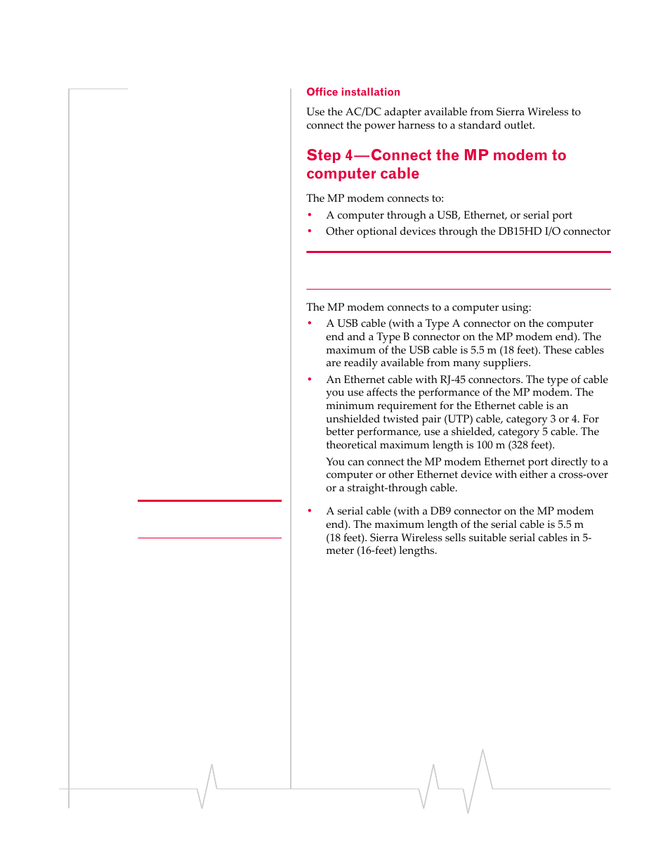 Step 4 — connect the mp modem to computer cable, Office installation | Sierra Wireless MP 875 User Manual | Page 35 / 84