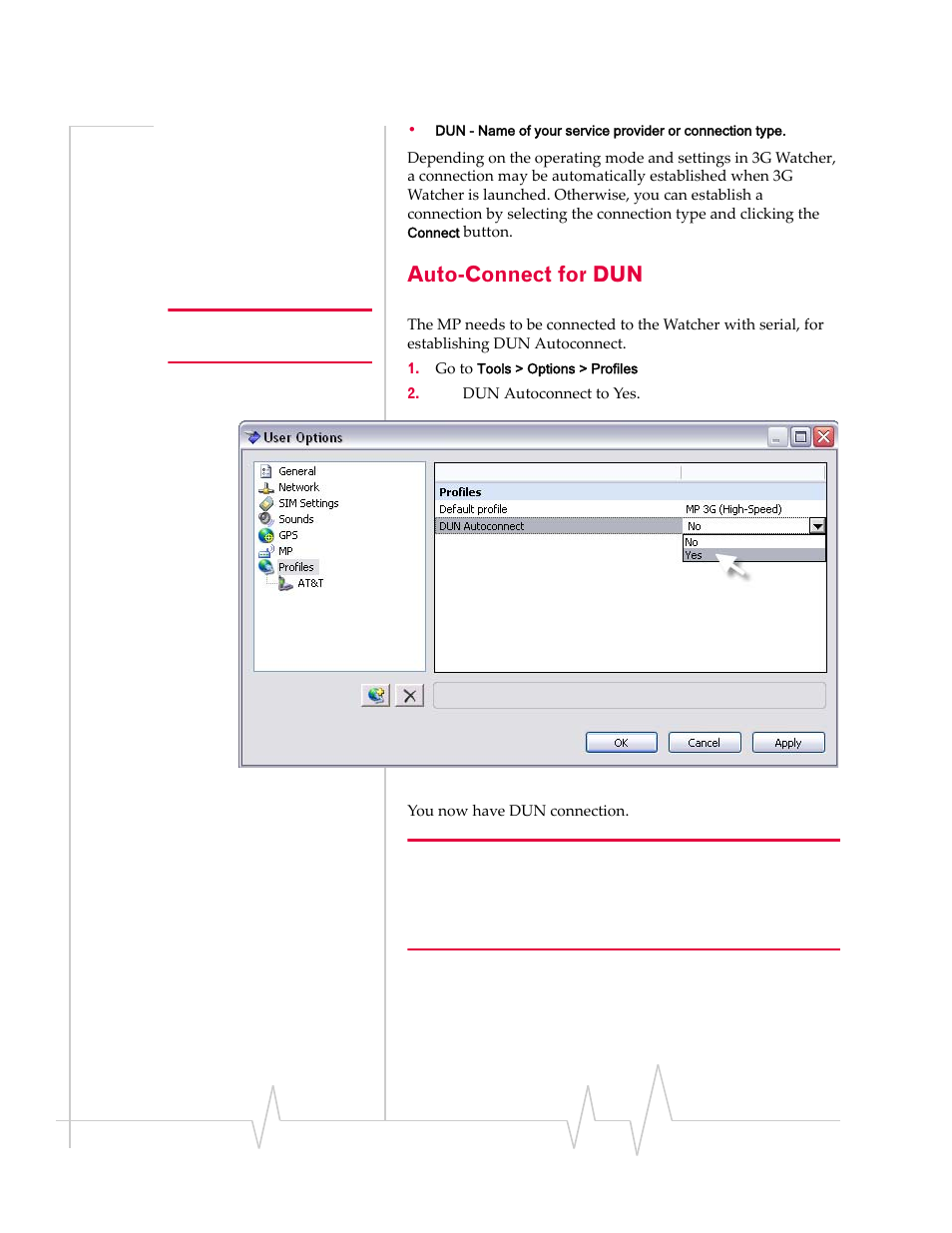 Auto-connect for dun | Sierra Wireless MP 875 User Manual | Page 48 / 84