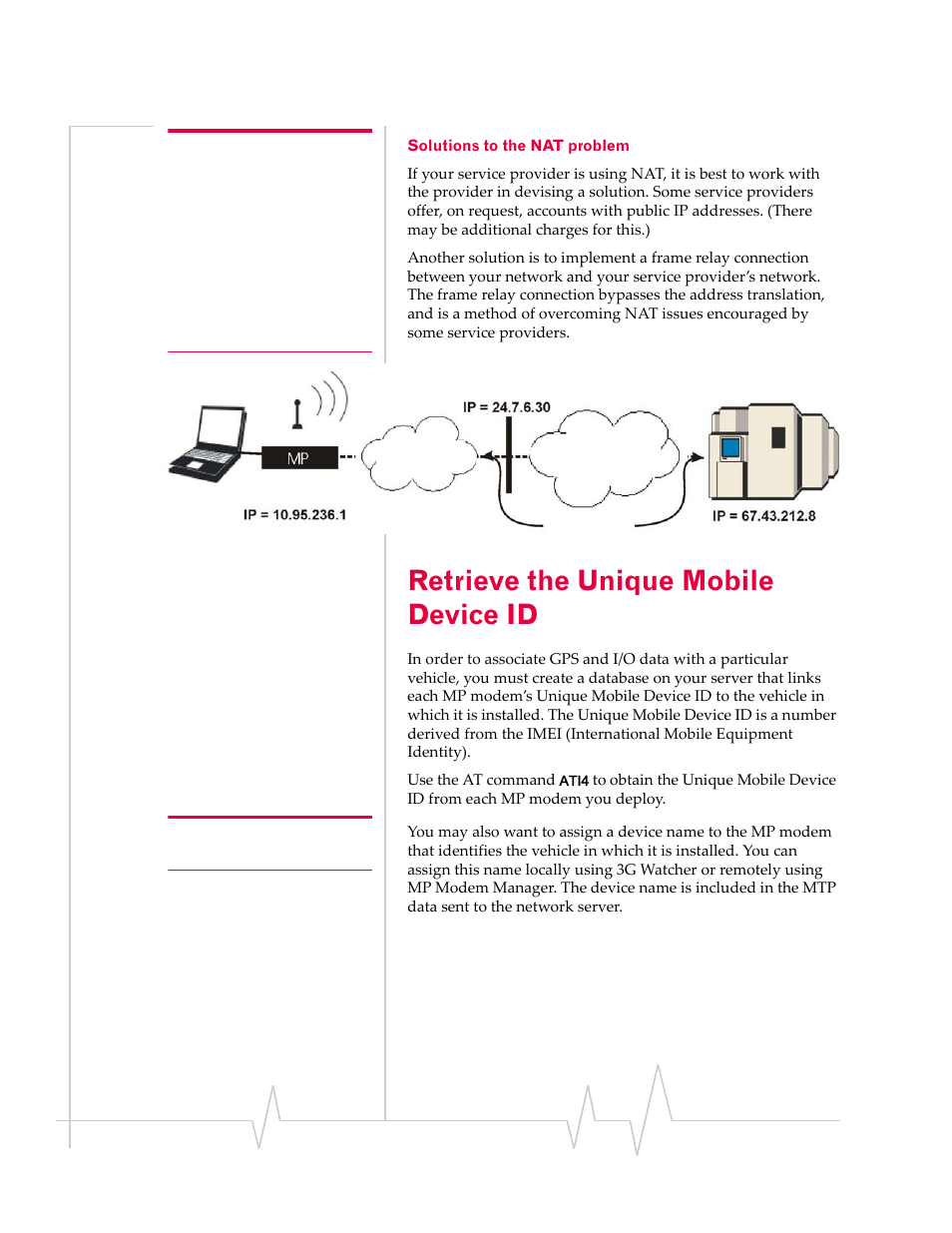 Retrieve the unique mobile device id, Solutions to the nat problem | Sierra Wireless MP 875 User Manual | Page 70 / 84