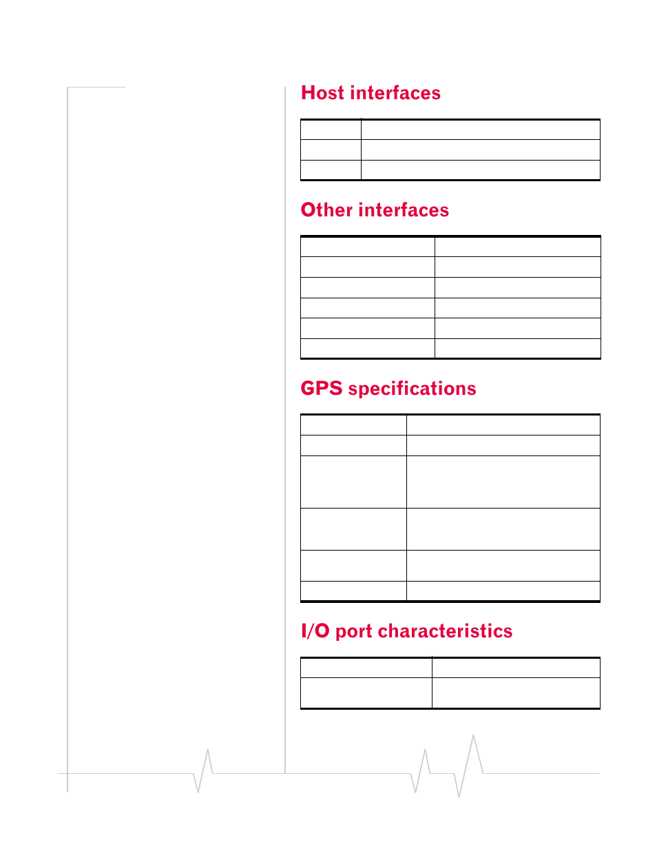 Host interfaces, Other interfaces, Gps specifications | I/o port characteristics | Sierra Wireless MP 875 User Manual | Page 75 / 84