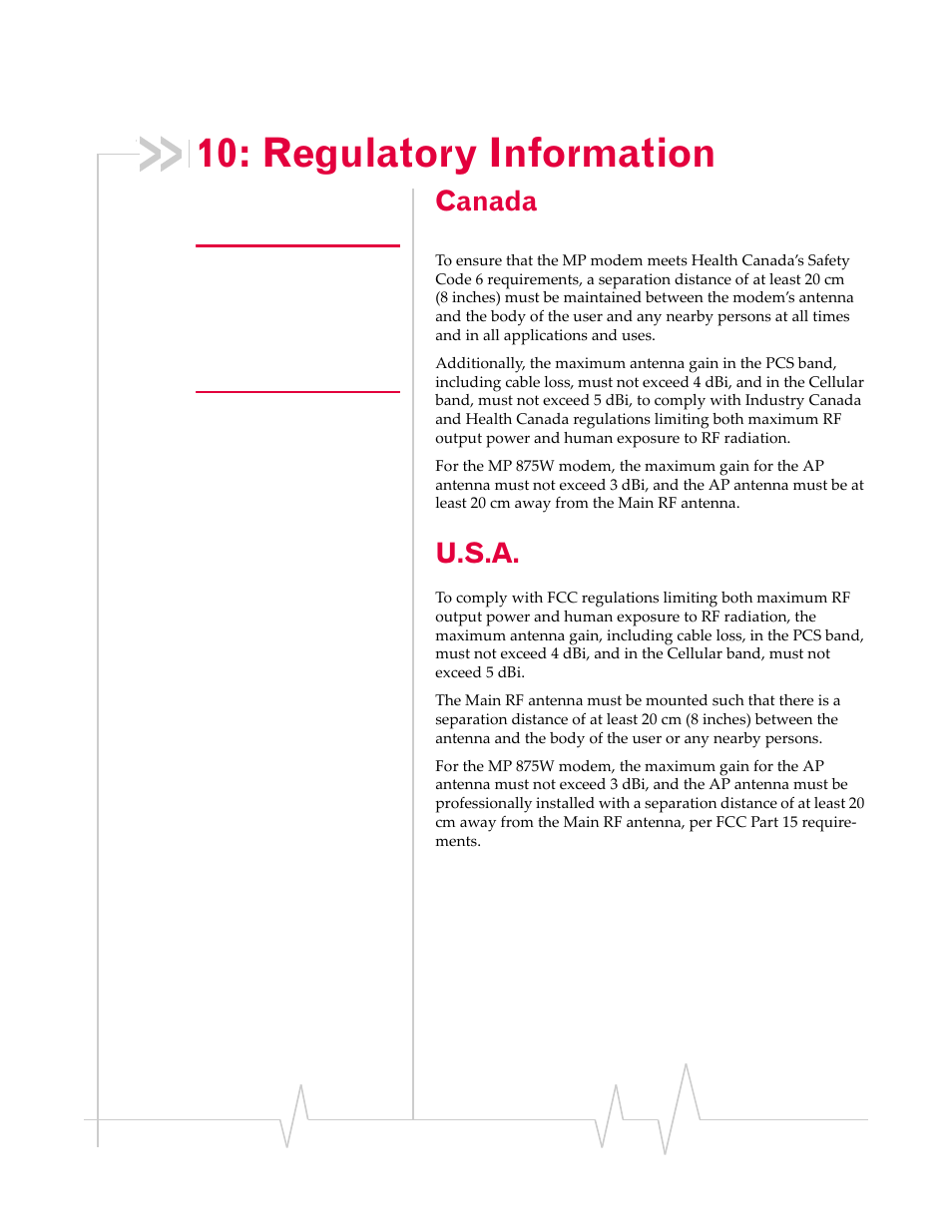 Regulatory information, Canada, U.s.a | Sierra Wireless MP 875 User Manual | Page 77 / 84