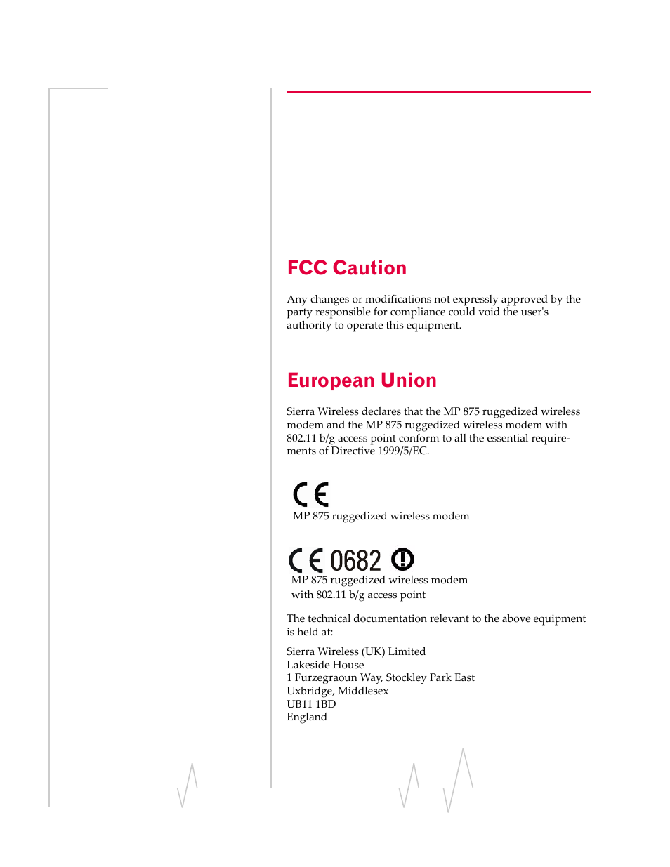 Fcc caution, European union | Sierra Wireless MP 875 User Manual | Page 78 / 84