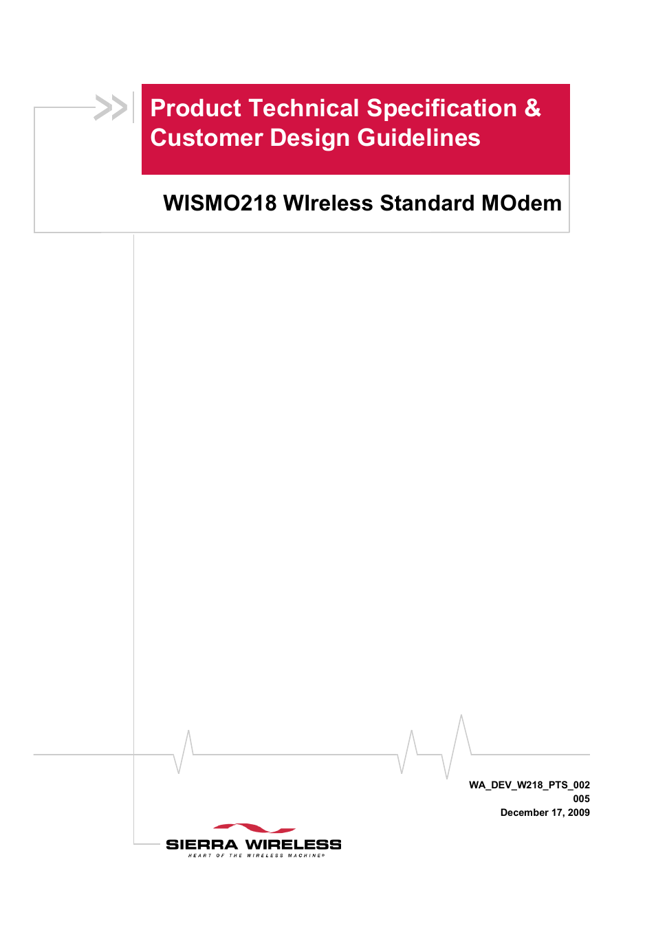 Sierra Wireless WISMO218 User Manual | 110 pages