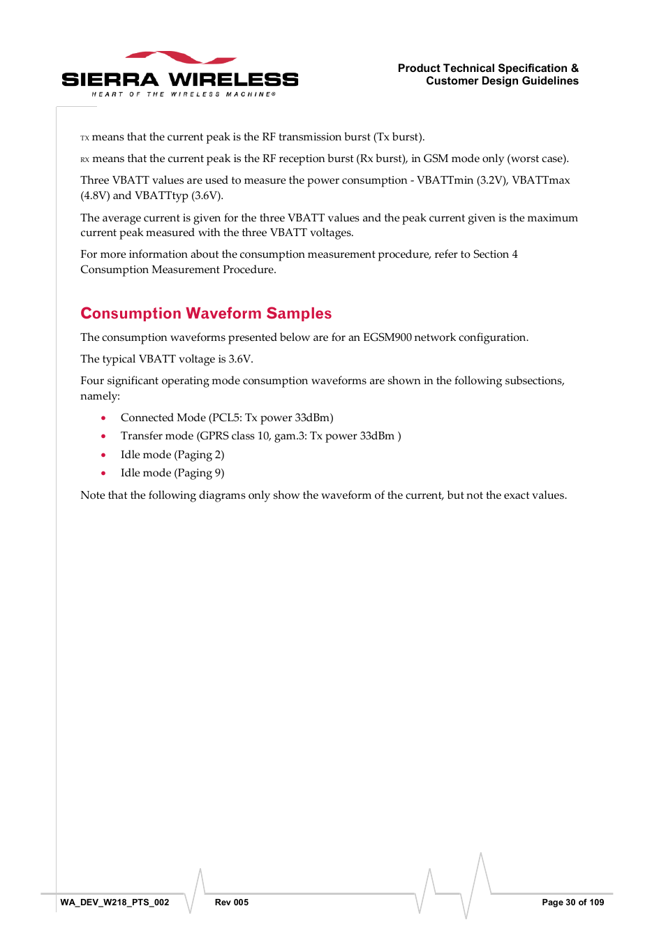 Consumption waveform samples | Sierra Wireless WISMO218 User Manual | Page 30 / 110